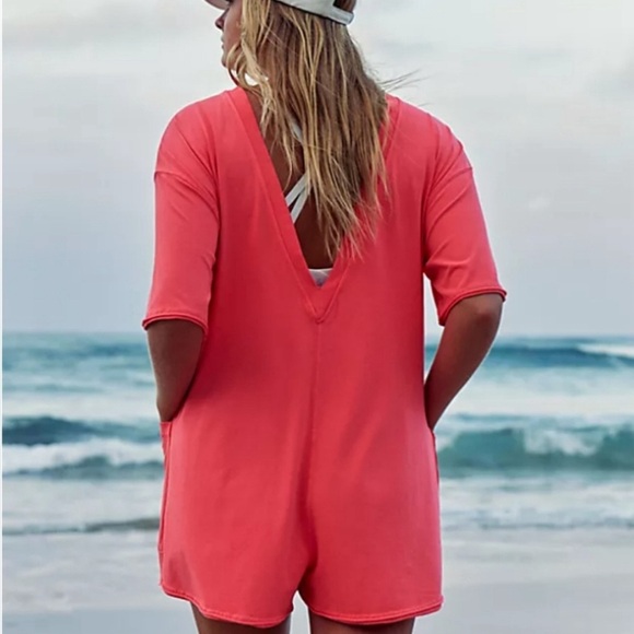 NWOT Free People Movement Hot Shot Romper Size Small in Electric Sunset - Picture 2 of 3